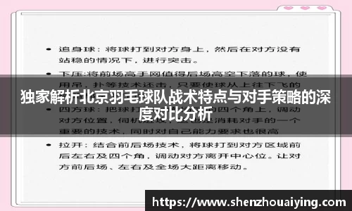 独家解析北京羽毛球队战术特点与对手策略的深度对比分析